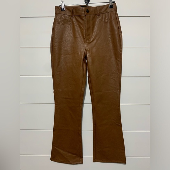 Paige Claudine Ankle Flare Jeans Faux Leather in Dark Argan size 27 - Picture 7 of 14